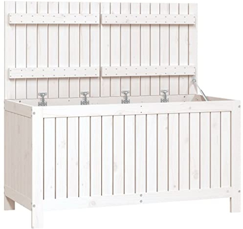vidaXL Förvaringslåda vit 121x55x64 cm massiv furu