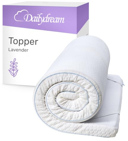 Dailydream viskoelastisk madrasskydd Modell M med memory foam-effekt, 80x200x5cm, Lavendelutgåva