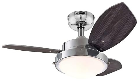 Westinghouse Lighting 78762 Deckenventilator, 76 cm, mit einer Lampe und drei Flügeln, Ausführung in Chrom mit Opal-Milchglas