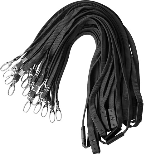 Gimars 15 Stück Schlüsselband mit Sicherheitsverschluss, 45cm Lanyards mit Swivel Schließe für ID Ausweishalter Namensschilder, Baumwolle Umhängeband für Büro, Schule, Krankenhäuse (Schwarz)