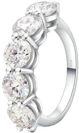 Stfery Eheringe Weissgold 585 Ringe für Damen 0.4ct Rund Moissanit Ring Damen