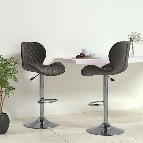 FUDUGEHMIOFWFJJ drehhocker,rollhocker mit lehne,sattelhocker mit Rollen,Barhocker 2 STK. Dunkelgrau SamtGeeignet für Wohnzimmer, Terrasse, Rezeption