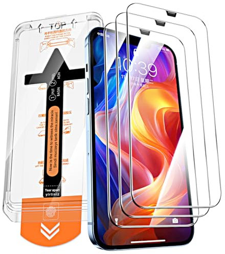 QUESPLE 3 Pack for iPhone 12 Pro Max 6.7 inch Tempered Glass Screen Protector, Auto Dust-Elimination Installation Tool, [Military-Grade Protection] Full Coverage Glass