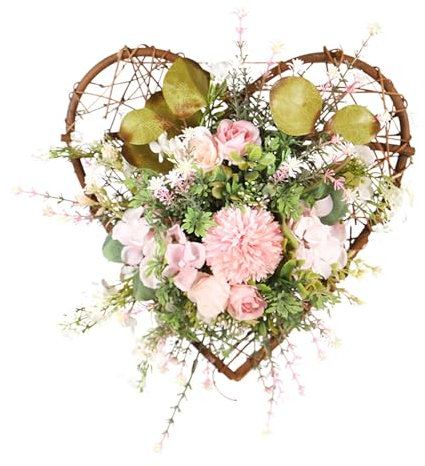 Künstlicher – Frühlingskränze mit Chrysantheme und Eukalyptus | Künstliche Blumen Frühlingskränze | Eukalyptus Kunststoff Türkranz | Hochzeit Frühling Blumenkranz für Haustür Hochzeit Dekoration