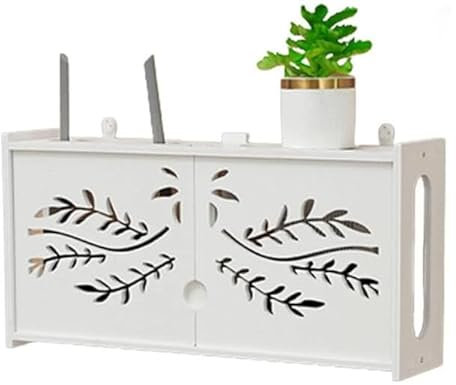 SYLUOQP Home Wand Router Aufbewahrungsbox Weiß, WLAN Router Regal Wandmontage, Router Box Aufbewahrung Wandhalterung, Wandbehänge TV Kabel Verstecken Box, Router Organizer Kabel Boxen,A
