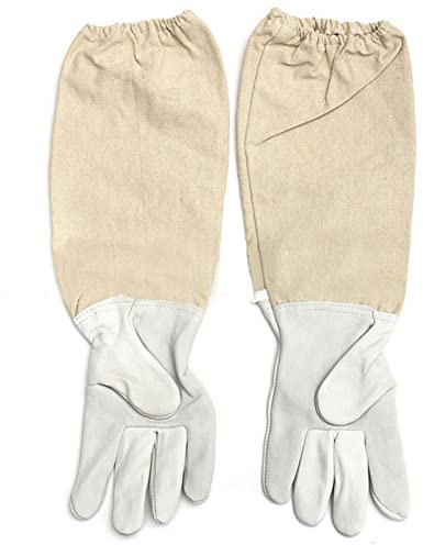 Psytfei Imkerhandschuhe aus Ziegenleder, dicke, geschützte Bienenhandschuhe, elastische Bündchen, atmungsaktiv, verschleißfest, für den Handschutz des Imkers (XXL)