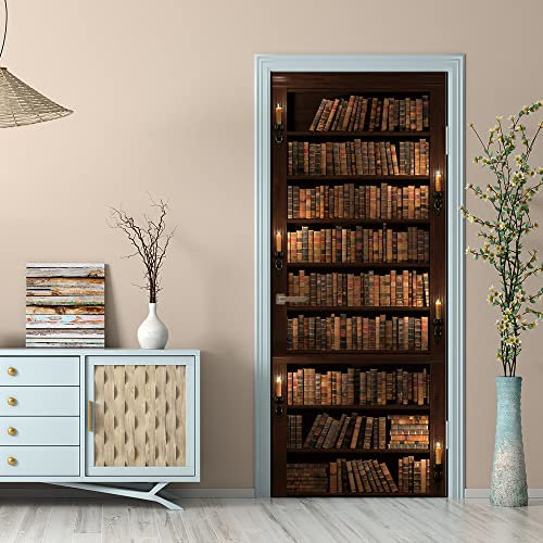 VIRANDA 3D Türtapete Selbstklebende Türaufkleber Wasserdichte Türposter Abnehmbare Türbilder Vinyl Türklebefolie Bücherregal Fototapete für Zuhause Decoration Design 77x200cm