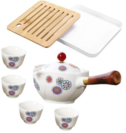 BTYQKZVPM Un vaso sin manos, Infusor de té verde con cuello de cisne, tetera vintage, bolsita de té, taza de té, colador de té, taza grande, taza con pajita, hojas sueltas de té, cerámica