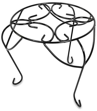 BESCH Portamacetas para Plantas Redondos con Pie de Metal Negro 30x30x30cm Estilo Vintage - Soporte para Macertas Estructura Resistente hasta 15 KG Uso Interior y Exterior