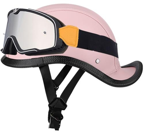 Caschi da Moto Demi-Jet Aperto Casco da Moto retrò Casco Cromwell Casco Mezza Faccia in Pelle PU Casco Sportivo da Moto Casco da Scooter Casco Scodella Certificato DOTECE 6,M:57-58CM
