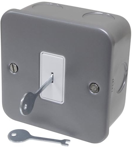 Metalclad Key Switch 10A 2 Way Light Switch, with Keys and Back Box, ideal for Emergency Lighting (1)