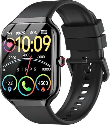 Smartwatch Damen Herren, 1.96 HD Fitnessuhr mit Telefonfunktion, Smart Watch mit Pulsuhr/Schlafmonitor, Fitness Tracker Schrittzähler Uhr, 100+ Sportmodi Sportuhr IP68 Wasserdicht für Android iOS