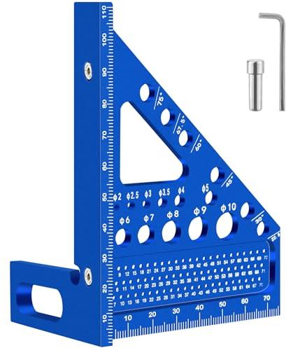 Escuadra Carpintero 3D 22,5°-90°, Escuadra Rapida Herramientas de Medición | Multifunctional Carpintería Regla de Aluminio para Trazar y Marcar