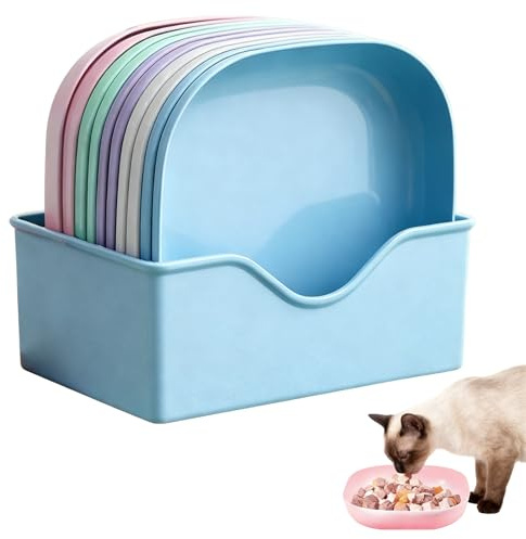 Whisker Fatigue Free Cat Food Bowls, 10 Pcs Shallow Wet Food Flat Dish, Durable Wheat Straw Cat Dishes, Food and Water Pet Feeding Bowl for Kittens and Short Legged Cats