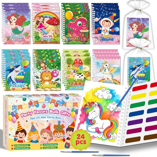 Kalysky 24 Pack Water Colouring Books for Party Bag Fillers, Mini Watercolor Colouring Books for Party Bags, Drawing Activities Birthday Gift