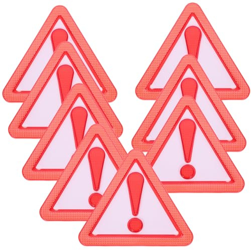 Healvian 8pcs Adhesive Triangle Slow Moving Vehicle Warning Signs Reflective Safety Triangles for Trucks and Cars, Sturdy Auto Slow Moving Sign for Road Safety