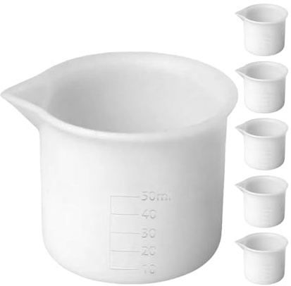ZUNOXAZ Set 6 Pezzi Misurini in Silicone 50ml Beccuccio, Tazze per Miscelazione Resina Epossidica, Strumenti Riutilizzabili per Fai da Te Artistico e Regali Personalizzati