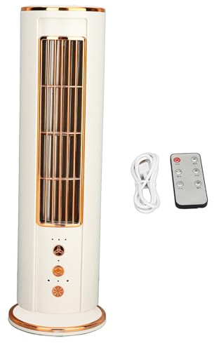 EOJDDPA Ventilador de torre oscilante, ventilador de mesa de escritorio con ajuste de 3 velocidades, luz nocturna, refrigeración silenciosa, ventilador personal pequeño sin aspas para