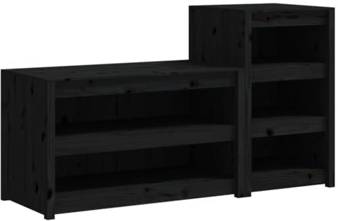 Foknhdi MEPPEL - Set di mobili da cucina per esterni, 2 pezzi, 106 x 55 x 64 e 55 x 55 x 92 cm, in pino nero, balcone, terrazza, campeggio