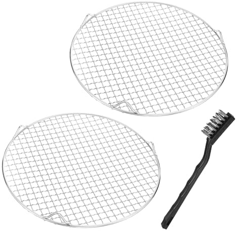 M METERXITY 2 Pack Wire Cooling Racks for Baking with Legs, Round Stainless Steel Cooling Racks for Cooking Baking Steaming BBQ, Dishwasher Safe [11.81'' x 2.6'', Free Cleaning Brush]