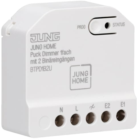 JUNG HOME BTPD1B2U Puck Dimmer Unterputz LED Universal-Dimmer 1-fach | mit 2 Binäreingängen Bluetooth