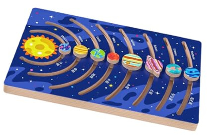 KIOALXZ Engaging Solar System Puzzles Space Jigsaw Planets Wooden Fun Toy Promoting Cognitive Development In Toddlers Toddlers Children Educational Learning Gift Train