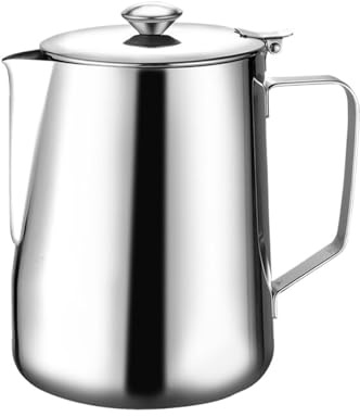 Taza de café Latte Art, jarra, Espumador leche, Barista acero con tapa, máquina graduado(2000ml,With the lid)