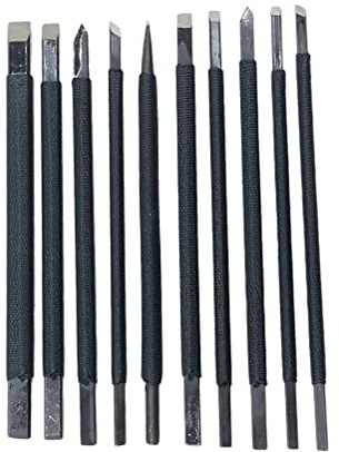 Kit 10 Outils Sculpture Pierre Acier Tungstène, Ciseaux Gravure Sceaux | Ensemble Gravure Artisanale, Contrôle Précis, pour Débutants et Pros, Noir