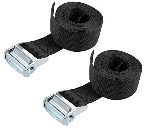 sourcing map 2Stk Spanngurte Zurrgurte Klemmschloss 500Kg 4,5Mx50mm Schwarz | Polypropylen für Transport