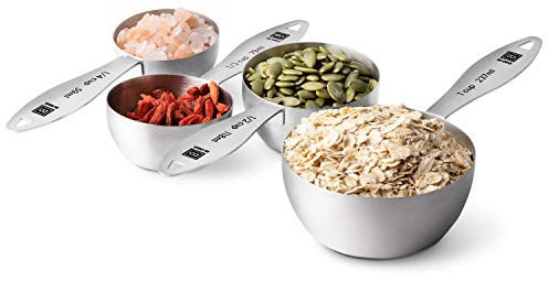 DI ORO® - Lot de tasses et cuillères à mesurer en acier inoxydable - Mesures faciles à lire - Ingrédients secs et liquides - Excellents outils de cuisson - Vont au lave-vaisselle