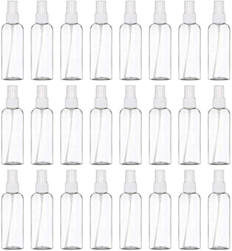 24 PCS 100ml Bote Spray Pulverizador Botella Spray Plastico para Limpieza, Desinfección con Alcohol, Viajes, Aceites Esenciales, Perfumes