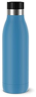 TEFAL BLUDROP Trinkflasche, wiederverwendbare Edelstahlflasche, heiße und kalte Getränke, spülmaschinenfest, auslaufsicher, 0,5L, blau