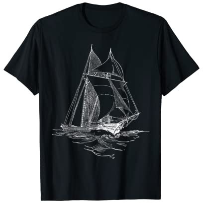 Zweimaster Segelboot unter Segeln, Kapitän Skipper Segel T-Shirt