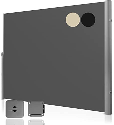 Fianu® Seitenmarkise ausziehbar 200x300 cm Aluminium Sichtschutz Terrasse Senkrechtmarkise außen Windschutz Balkon Trennwand Garten Standmarkise (Anthrazit)