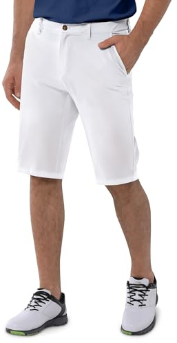 33,000ft Pantalones Cortos de Golf para Hombre, Pantalones Cortos de Senderismo al Aire Libre, Protección Solar UPF 50+, Pantalones Cortos Casuales Transpirables y Ligeros, Blanco 32