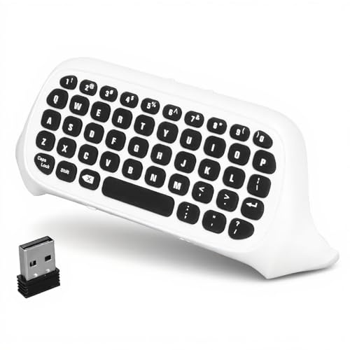 Gaming Controller Keyboard, for Console Series X Series S One One S, 2.4Ghz Wireless Gaming Chat Board, with Audio Jack and 3.5mm Headphone (White)