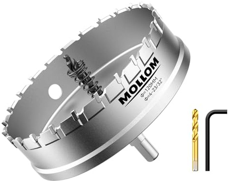 Mollom 4-23/32 (120mm) Hartmetall-Lochsäge Schwerlast mit 2 Zentrierbohrern
