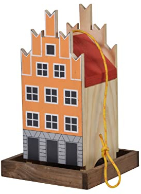 dobar® Green Label 27051FSCe - Comedero para pájaros con silo de alimentación, 19 x 19 x 30 cm, Color Naranja