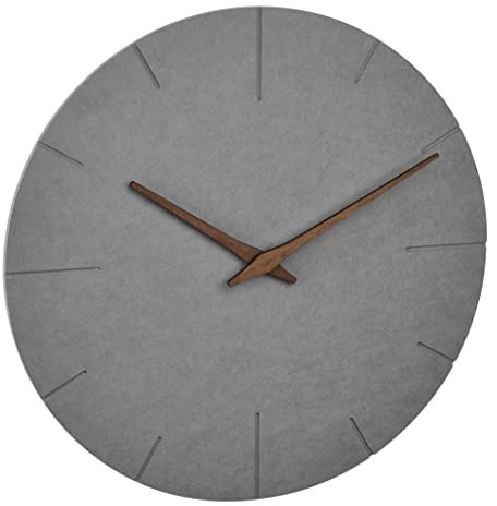 TFA Dostmann Moderne Beton-Optik Wanduhr, 60.3071.10, mit geräuschlosem MDF-Uhrwerk, stilvolle Dekoration für das Zuhause, Wohnzimmeruhr, Küchenuhr, leise, analog, 29,7 x 4,5cm, grau