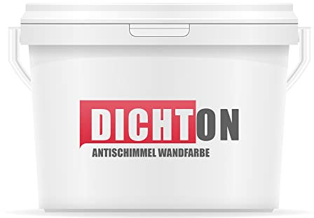 DICHTON Anti Schimmel Farbe 5l weiß matt - Feuchtraumfarbe, Antischimmelfarbe, Wandfarbe mit hoher Deckkraft und Reichweite, lösemittel- und weichmacherfrei, atmungsaktiv D.49W