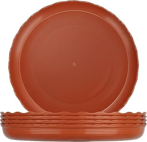 5 Packs Plastic Plant Saucer Drip Trays, Durable 30cm Plant Saucer Tray, Plant Plate Water Catcher for Planter Base, Plant Pot Saucers for Indoors, Outdoors, Garden, Potted Plants (Brick Red)