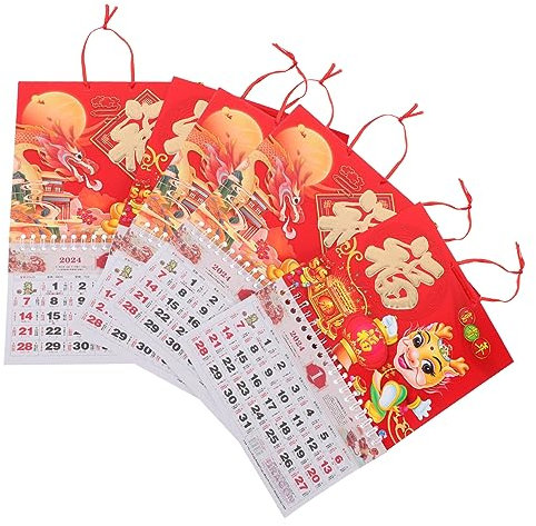 PLAFOPE 6stücke Teiliges Hanging Lunar Kalender Chinesischer Stil Handreißkalender Traditionelle Wanddekoration Für Zuhause Restaurant Und Büro