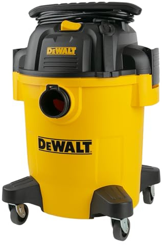 DEWALT Shop Vacuum 6 Gallon 4HP Poly Wet Dry Vacuum Ultimate Cleaning Solution for Construction Workshop Environments for Jobsite Garage Home W/Inflation Ket, Yellow, DXV06PL