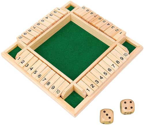 mellystore Shut The Box Spiel 4 Spieler Brettspiel aus Holz,Klappbrett Spiel,Würfelspiel Holz,Schließ die Box Klassisches Würfelbrett Spielzeug für Klassenzimmer, Zuhause, Party Oder Kneipe (Grüner)