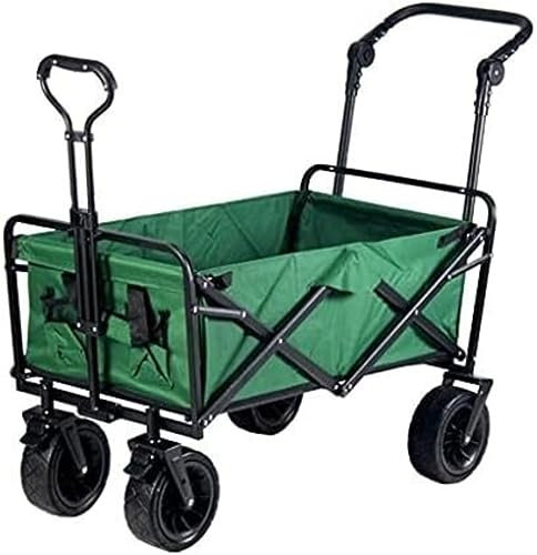 DRMEE Bollerwagen Outdoor-Klappwagen, Handwagen, Faltbar Mit Bremsen, Outdoor-Garten-Utility-Truck-Camping Gartenanhänger (Color : Grün)