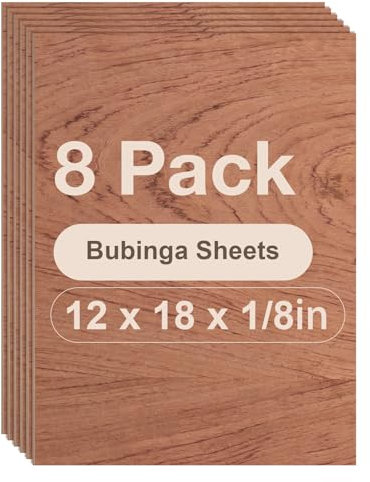 ROBOTIME Tablero Madera Contrachapada 3mm Bubinga A3 30×42cm 8 Piezas Tablero de Madera a Medida Para Bricolaje,Pirograbado Corte por Laser CNC Router Modelado