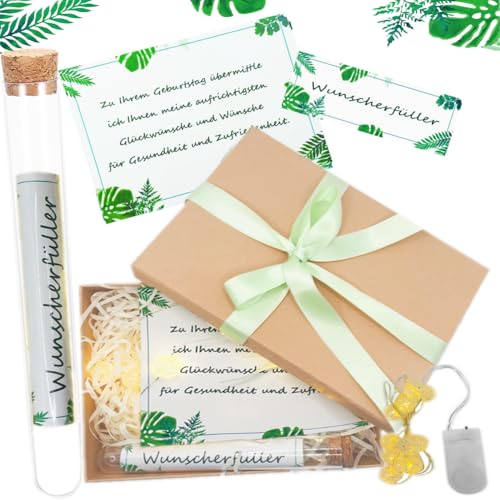 NBFBA Geldgeschenk Geburtstag, Karte Reagenzglas Kugelkettenlampe Dekorationsgras Geschenkbox, Geldscheine Verpacken Geburtstag, Handgemachte Kreative Geschenke Nordischer Stil Grußkarte