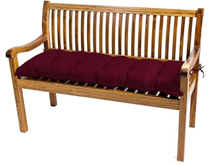 TexDeko® Garden Bankauflage Outdoor Polsterauflage 120x40x8 cm Bordeaux | In- & Outdoor, wasserabweisend, UV-beständig, Bankpolster gesteppt, formstabiles Sitzpolster mit Vließmantel, für Gartenbank