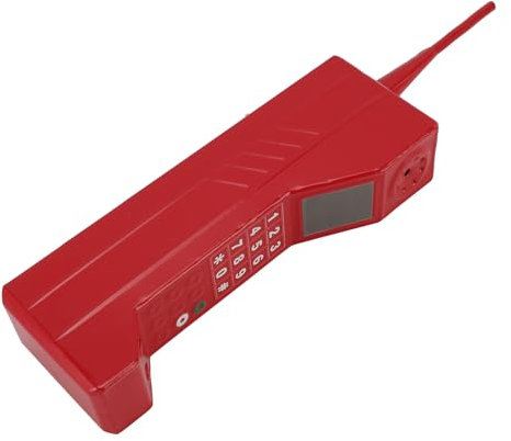 Fockety Brick Cell Phone Ornament, 80s 90s Cell Phone Vintage Cellphone Retro Mobile Phone, Old Fashioned Cell Phone Model, Metal Brick Mobile Phone Model Photography Props for Home Red