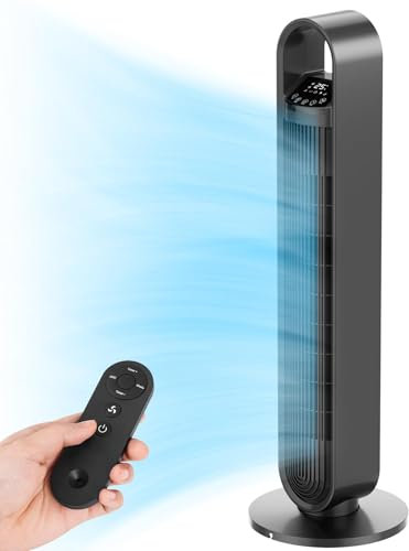 CURECURE Ventilatore a Torre Oscillante e Silenzioso, Telecomando, 3 Velocità 3 Modi, Timer da 12 Ore, Oscillazione a 70°, Altezza 92cm per Casa (Grigio, 36 inches)